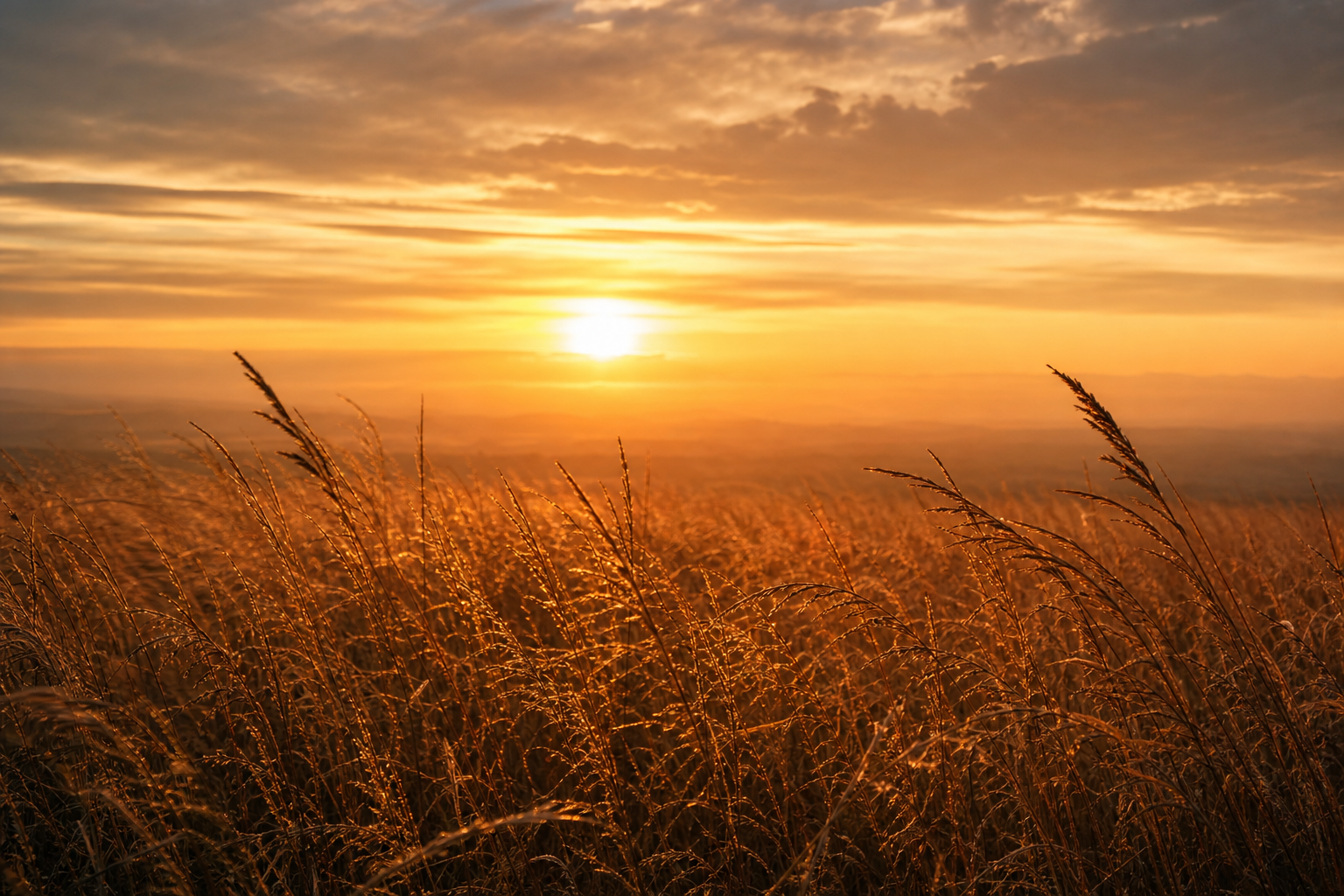 Campo dorato controluce al tramonto
